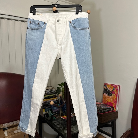 Levi’s Premium 501 T Patchwork Jeans W29 L26 Two-Tone Light Wash White